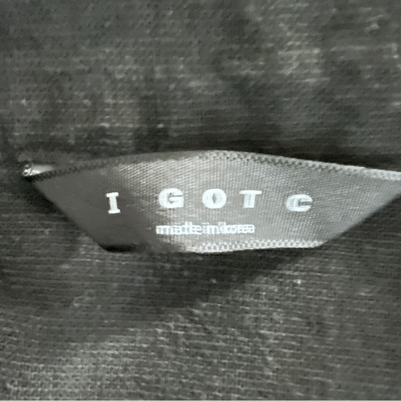 I GOT C Made in Korea Black Linen Blend Top 3/4 Sleeve EUC Size Large - Picture 4 of 4